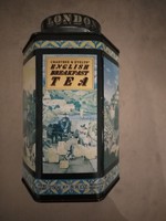 Hatszögletű teás bádog dobozka