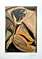 Picasso saját kezű aláírásával! Világhírű festményről litográfia 1954-ből