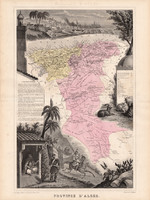 Algír tartomány térkép 1880, francia, atlasz, eredeti, 34 x 47 cm, gyarmat, Afrika, észak, Algéria