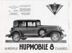 Hupmobile autóhirdetés 1929, eredeti, újság, plakát, francia nyelvű, 29 x 40 cm, régi, hirdetés