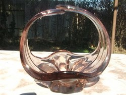 Retro Bohémia -Asztali kínáló-bonbonos üveg kosárka hibátlan szép