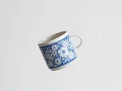 Alföldi retro porcelán bögre - házgyáras csésze - ritka kék virág dekorral