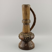 Carved wooden vase, vintage wooden vase,