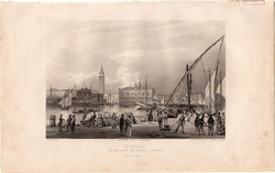 Velence (2), acélmetszet 1840, eredeti, 10 x 15, metszet, monarchia, Olaszország, Venedig
