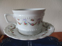 Marienbergi virágfűzér diszes régi teás csésze + alj