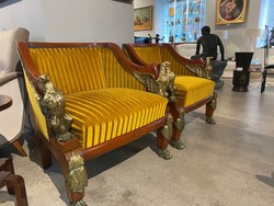 Empíre stílusú fotel pár bronz rátétekkel- B154