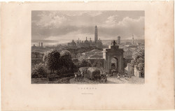 Cremona, acélmetszet 1840, eredeti, 9 x 15, metszet, monarchia, Olaszország, Lombardia, Pó - síkság