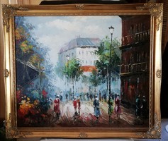 Nagyvárosi impresszió ( 50 x 60, vastagon festve, gyönyörű keretben )