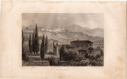 Bergamo, acélmetszet 1840, eredeti, 9 x 15, metszet, monarchia, Olaszország, Lombardia, Alpok