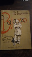R. Leoncavallo Der Bajazzo - Boosey&Hawkes, Ltd., London - H15821-H15795- német nyelvű antik kotta 