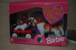 Mattel Barbie Pet Lovin' szett bernáthegyi kutyusokkal 1998-ból / Vintage Barbie szett