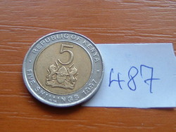KENYA 5 SHILLINGS 1997 2nd President Daniel T. Arap Moi BINETÁL #487