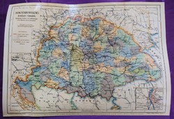 Magyarország átnézeti térképe - az 1906.-os eredetivel azonos - utánnyomás - 48 x 68 cm.