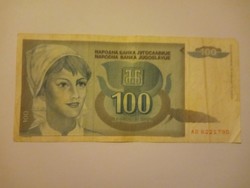  Jugoszlávia 100  Dínár 1992  !  