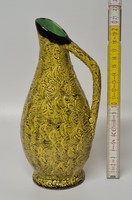 Sárga repesztett mázas, füles iparművészeti kerámia váza (1649)