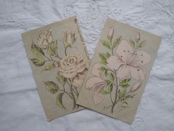 2 db antik szecessziós litho/litográfiás, virágos-rózsás képeslap pasztell színekben 1903 