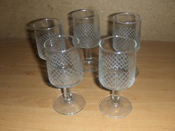 Retro talpas rácsos üveg pohár készlet 5 db 10,5 cm (1/K)