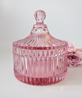 Öntött üveg rózsaszín bonbonier 