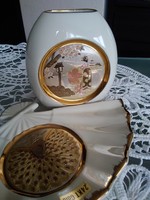 Japán porcelán Chokin art legyező és váza 24 karátos arannyal!