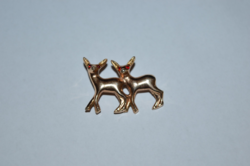 Adorable Red-Eyed Deer Pair Brooch