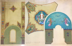 Szalontay József: Templomi freskóterv /1939/,kerettel :55,5 x 78,5 cm
