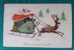 Rajz:Szilas Győző,karácsonyi képeslap,1961