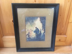Jesus Christ watercolor unknown signed painting image