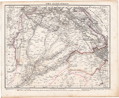 Szikh államok térkép 1857, eredeti, Berghaus, német nyelvű, atlasz, Ázsia, sikh, vallás, Lahore