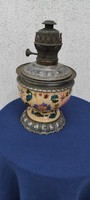 Antique majolica ceramic table lamp, petroleum oil lamp schütz, rdz, fischer zsolnay. Ditmar headrest
