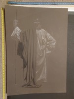 Borda János grafika, ceruzarajz/pasztell, 1932-33, korának elismert ötvösművésze, ezüstművese