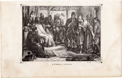 A fogoly Gyula, metszet 1860, eredeti, fametszet, történelem, Geiger-féle kép, 1002, családja