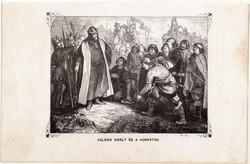 Kálmán király és a horvátok, metszet 1860, eredeti, fametszet, történelem, Geiger - féle kép, 1102