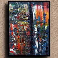 " Hullanak a  színek " Koso festmény ,hatalmas 80 x 100 cm ,keretes akció