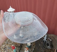 Gyönyörű ritka kalap asztalközép kínáló repesztett Fátyolüveg fátyol karcagi berekfürdői üveg