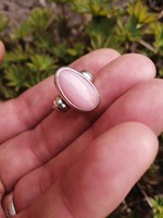 Rózsaszín opál köves, ezüst gyűrű