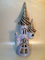 Marked ceramic fairy tale castle candle holder in large size