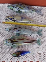 5 db üveg halak hal  figura üveghal Muránói ? nosztalgia darabok  színes halak Gyűjtői darab
