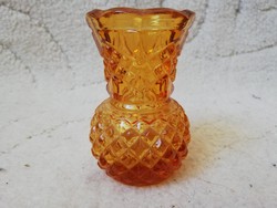 Borostyán üveg váza, 8 cm