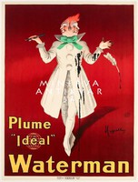 Vintage toll tinta írószer reklám hirdetés plakát reprint nyomat Cappiello kétarcú férfi fehér ruha