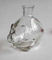 Régi malac alakú üveg palack Kefla