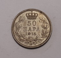 Szerbia ezüst 50 Para 1915.