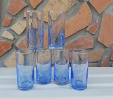 Retro röviditalos pohár poharak  repesztett Gyönyörű kék Fátyolüveg fátyol karcagi berekfürdői üveg