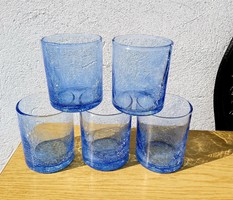 5 db ritka  Kék  pohár poharak  repesztett Gyönyörű kék Fátyolüveg fátyol karcagi berekfürdői üveg