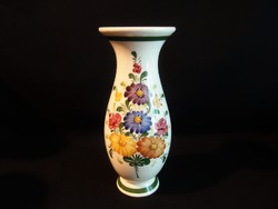 Nagyon szép, jelzett, kézzel virág mintával festett kerámia váza 23 cm magas