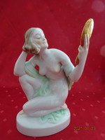 Herendi porcelán figura, női akt, fésülködő nő, magassága 24 cm. Formaszám: 5724. Vanneki!