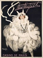 Vintage francia revü sanzon reklám plakát reprint nyomat Cappiello Mistiguette fehér ruha kabaré