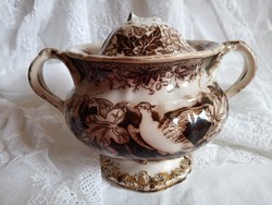 Antique transferware bryonia amberg faience sugar bowl