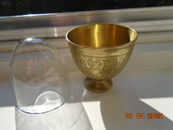 Török ottomán ZARF kávés pohár tartó kézzel véset,kalapált, egyedi  mintákkal,tűzálló üveg pohárral
