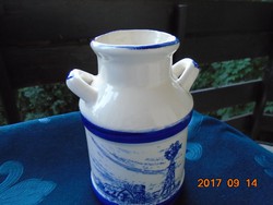 Porcelain milk jug with cobalt blue old Dutch landscape