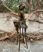 Csábító női akt - bronz szobor